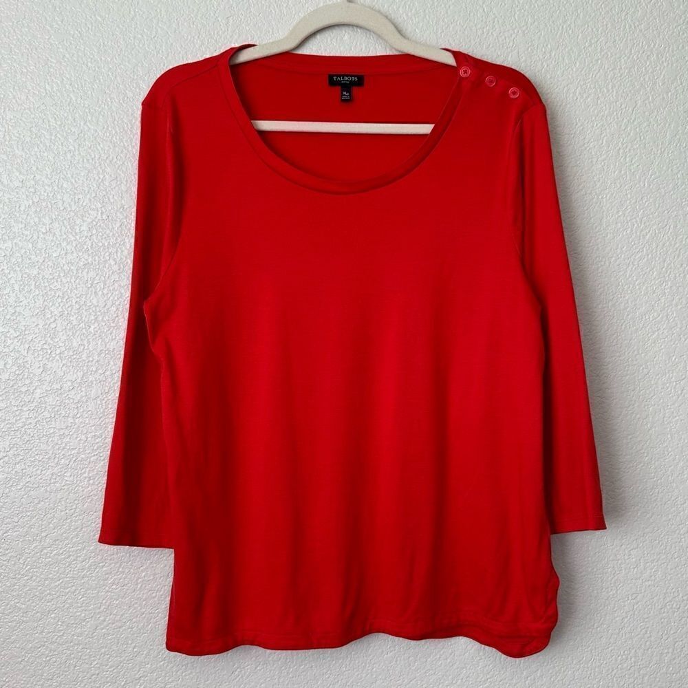 Talbots Supima Cotton Blend Red 3/4 Sleeves Tee. Size XLP